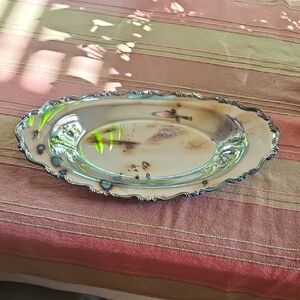 Elegant Silver and Cream Serveware Platter